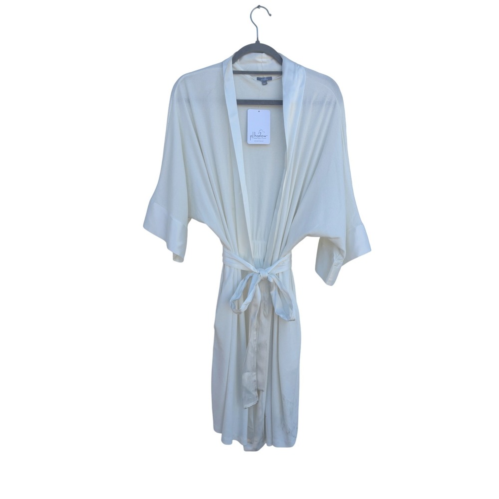 NWT PJ Harlow Shala Women's Lounge Robe Pearl Kimono Style Satin Blend Sz‎ M/L